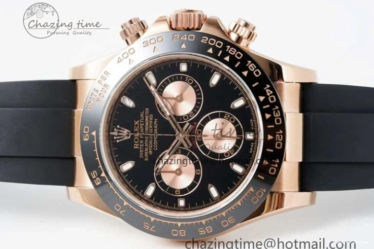 0517 Stretchable Daytona 116515 QF 1:1 Best Edition Black RG Dial on Oysterflex Rubber Strap SA 2273